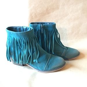 Western Style Blue Ankle Boots